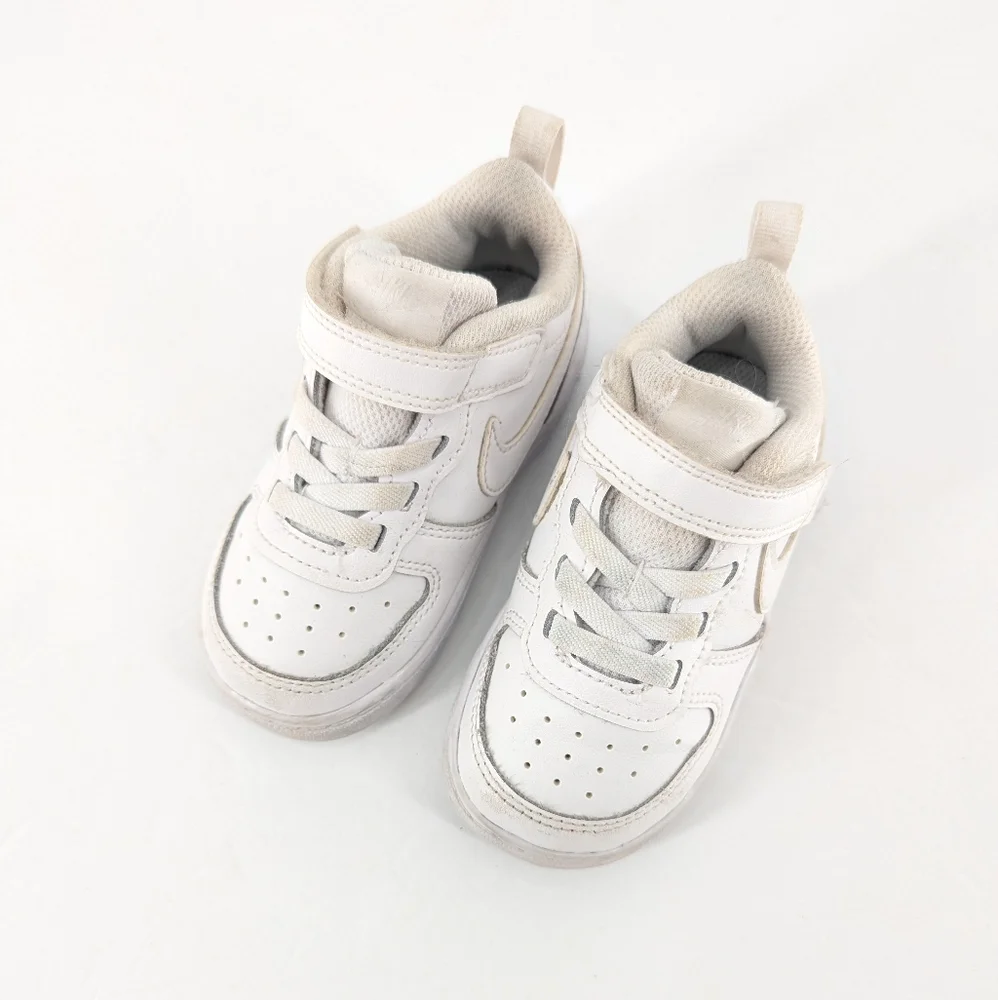 Nike Court Borough Low 2 Triple White Hook And Latch Size 6c - Picture 3 of 8